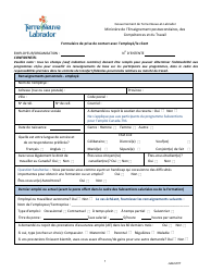 &quot;Formulaire De Prise De Contact Avec L'employe/Le Client&quot; - Newfoundland and Labrador, Canada (French)