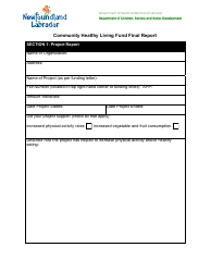 &quot;Community Healthy Living Fund Final Report Form&quot; - Newfoundland and Labrador, Canada