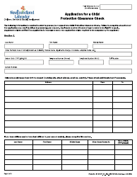 Document preview: Form 51-08-07_41_302_2015 05 Application for a Child Protection Clearance Check - Newfoundland and Labrador, Canada