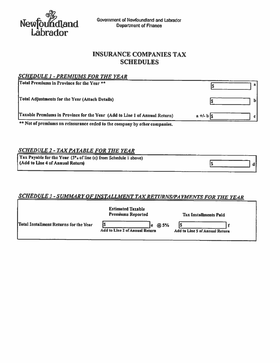 Insurance Companies - Annual - Newfoundland and Labrador, Canada, Page 3