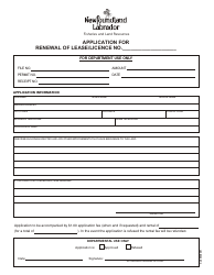 Document preview: Form CL-0003 Application for Renewal of Lease/Licence - Newfoundland and Labrador, Canada