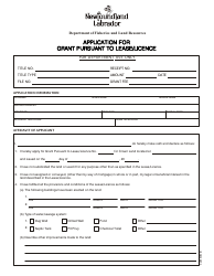 Form CL-0003 Application for Grant Pursuant to Lease/Licence - Newfoundland and Labrador, Canada