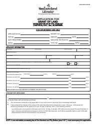 Form CL-0004 Application for Grant of Land - Newfoundland and Labrador, Canada