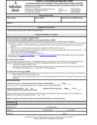 Document preview: Special Authorization Request Form - Request for Coverage for Emtricitabine/Tenofovir Disoproxil Fumarate for Prep - Newfoundland and Labrador, Canada