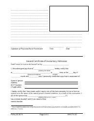 Form MHCTA-01 First Certificate of Involuntary Admission - Newfoundland and Labrador, Canada, Page 2