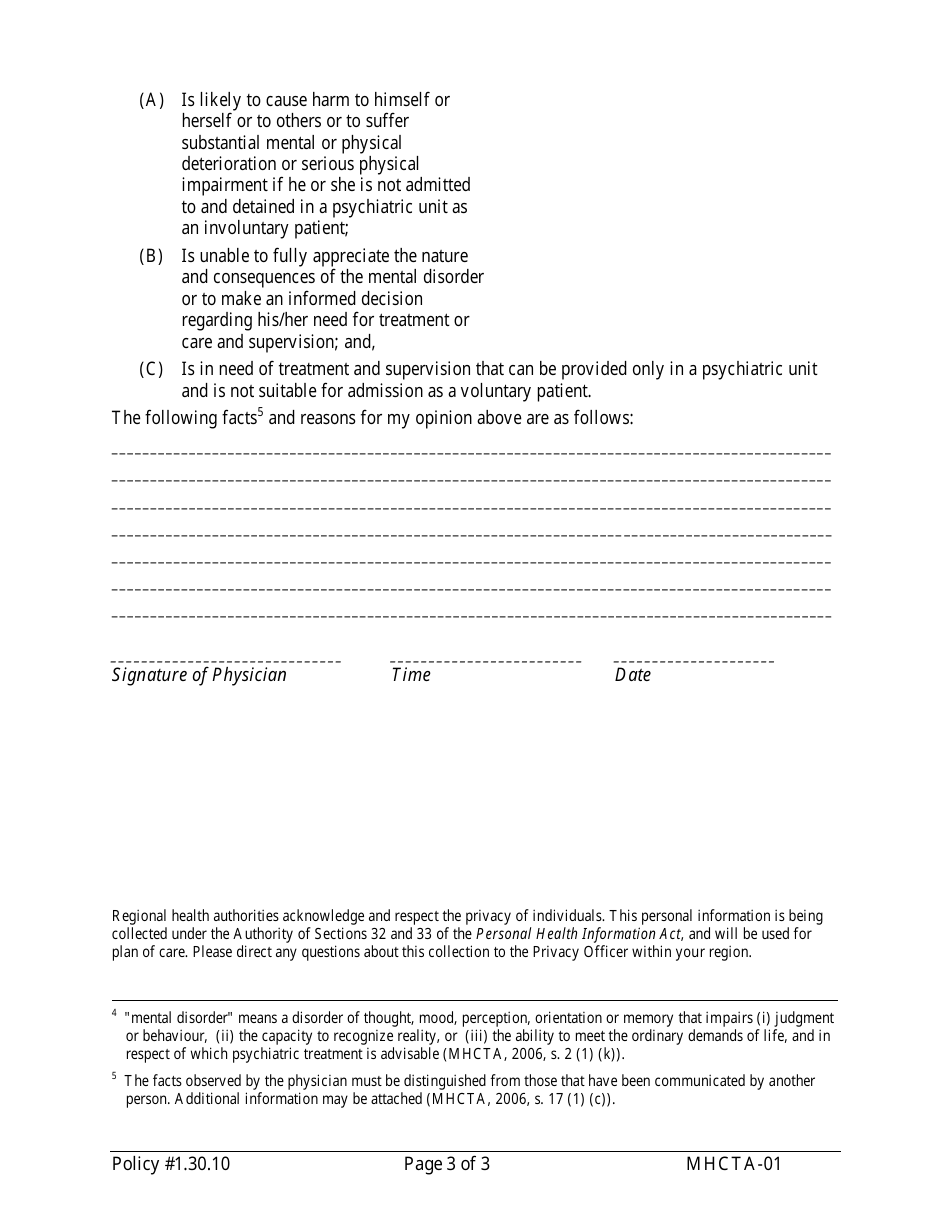 Form Mhcta-01 - Fill Out, Sign Online And Download Fillable Pdf 