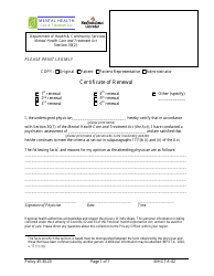 Form MHCTA-02 &quot;Certificate of Renewal&quot; - Newfoundland and Labrador, Canada