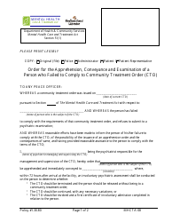 Form MHCTA-08 Order for the Apprehension, Conveyance and Examination of a Person Who Failed to Comply to Community Treatment Order (Cto) - Newfoundland and Labrador, Canada