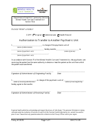 Form MHCTA-09 &quot;Authorization to Transfer to Another Psychiatric Unit&quot; - Newfoundland and Labrador, Canada