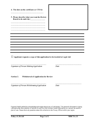 Form MHCTA-13 Application / Withdrawal of Application for Review by the Mental Health Care and Treatment Review Board - Newfoundland and Labrador, Canada, Page 2