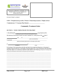 Form MHCTA-03 Community Treatment Order - Newfoundland and Labrador, Canada