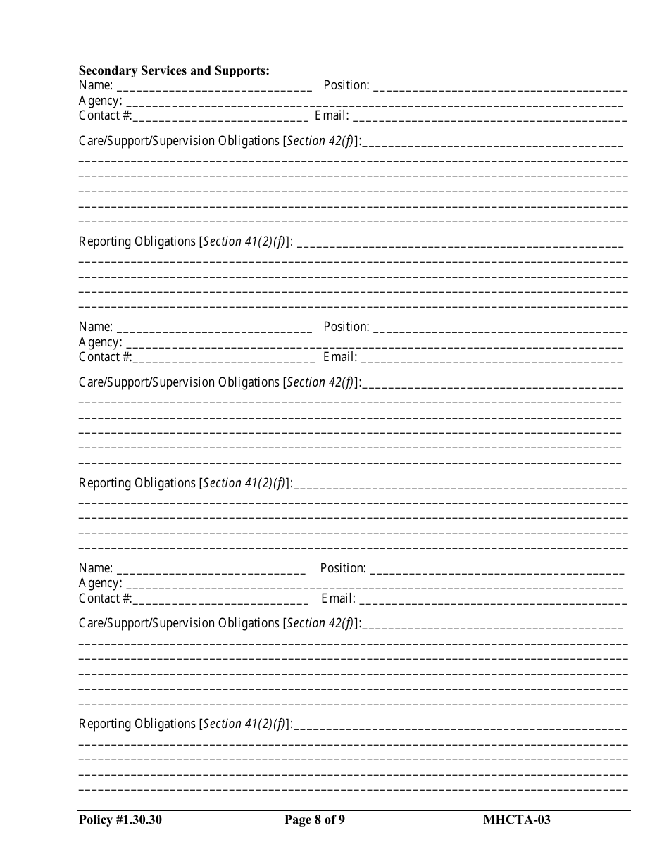 Form MHCTA-03 Community Treatment Order - Newfoundland and Labrador, Canada, Page 8