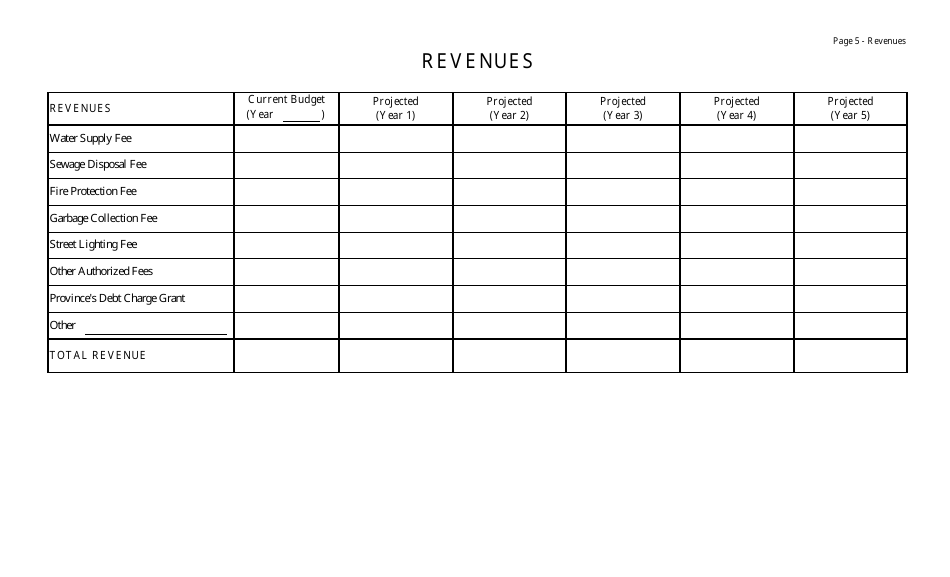 Financial Evaluation Form for Local Service Districts - Newfoundland and Labrador, Canada, Page 5
