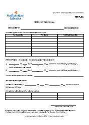 Document preview: Form MEF-04 Notice of Candidates - Newfoundland and Labrador, Canada