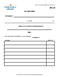 Document preview: Form MEF-05 Councillor Ballot - Newfoundland and Labrador, Canada