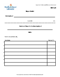 Document preview: Form MEF-06 Mayor Ballot - Newfoundland and Labrador, Canada