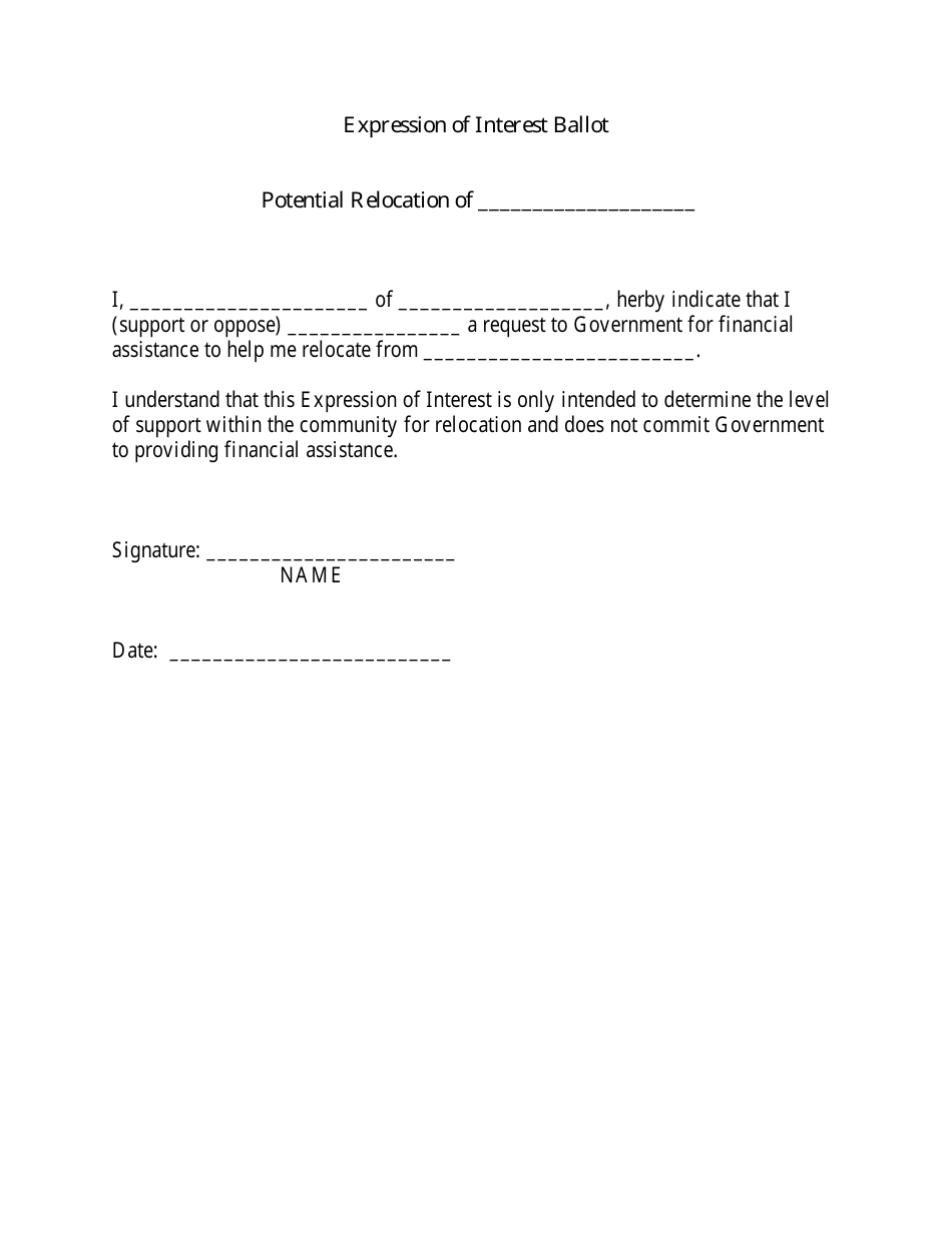 Expression of Interest Ballot - Newfoundland and Labrador, Canada, Page 1