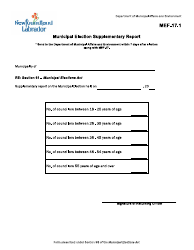 Document preview: Form MEF-17.1 Municipal Election Supplementary Report - Newfoundland and Labrador, Canada