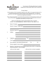 Application for a Pesticide Operator License - Newfoundland and Labrador, Canada