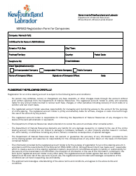 &quot;Miriad Registration Form for Companies&quot; - Newfoundland and Labrador, Canada, Page 2
