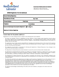 Miriad Registration Form for Individuals - Newfoundland and Labrador, Canada, Page 2