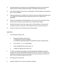 Form for Preparation of a Work Plan for Mineral Exploration in Labrador Inuit Lands - Newfoundland and Labrador, Canada, Page 4