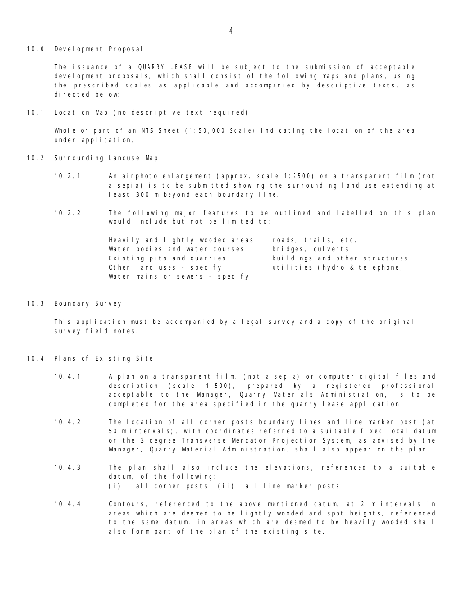 Quarry Lease Questionnaire - Newfoundland and Labrador, Canada, Page 4