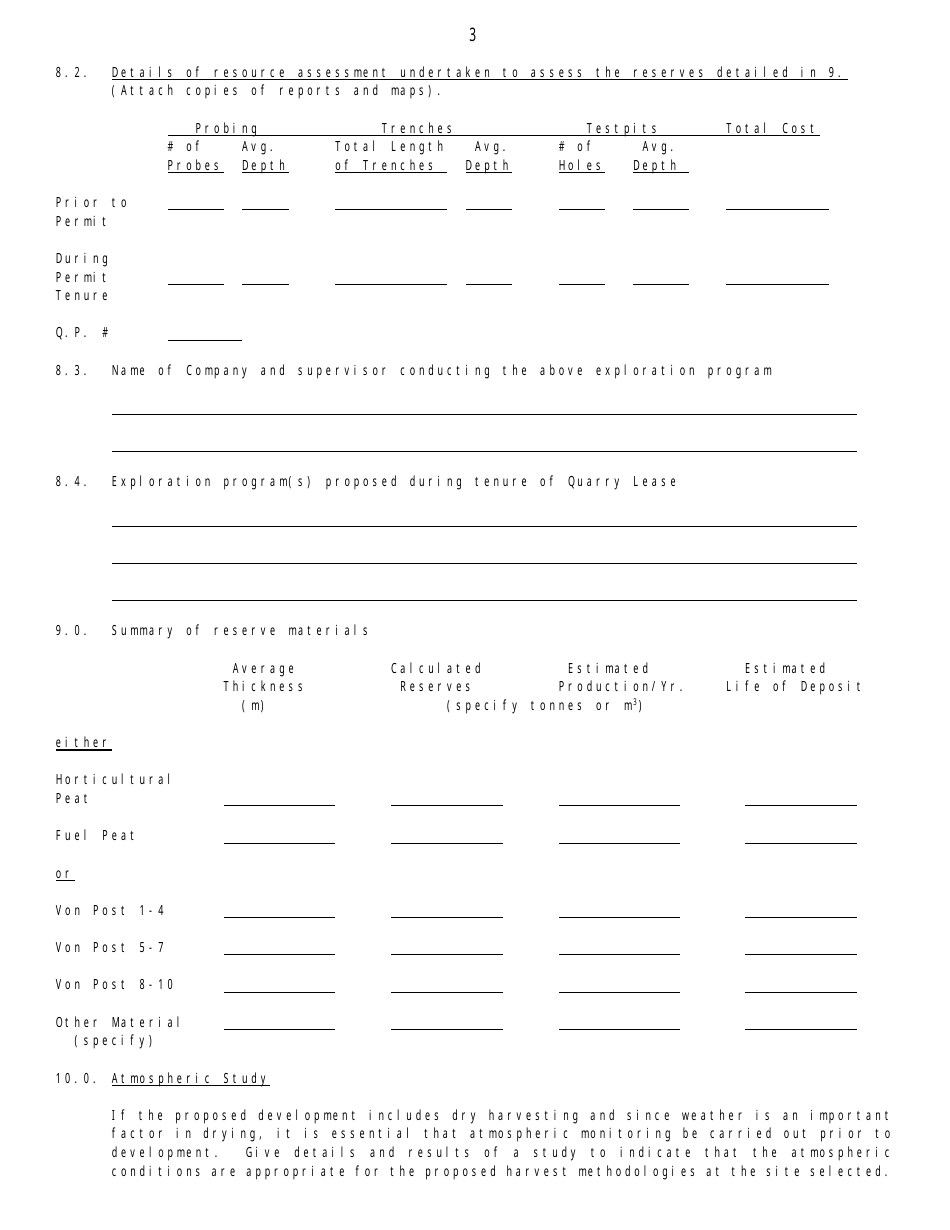 Peat Harvesting Questionnaire - Newfoundland and Labrador, Canada, Page 3