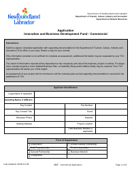 Innovation and Business Development Fund - Commercial Application - Newfoundland and Labrador, Canada