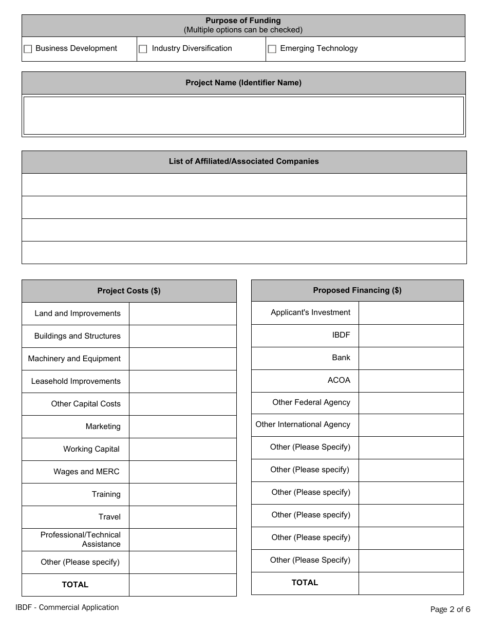 Innovation and Business Development Fund - Commercial Application - Newfoundland and Labrador, Canada, Page 2