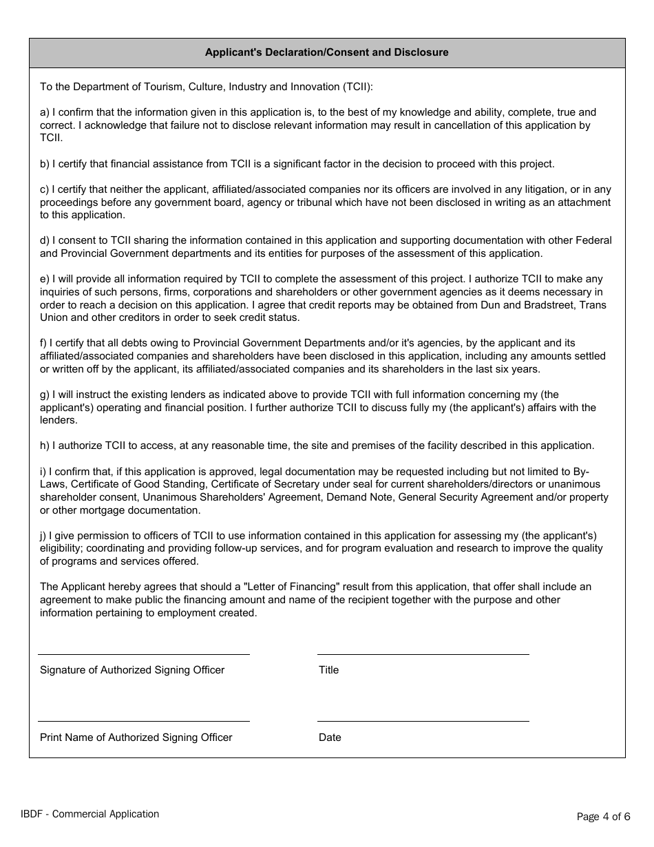 Innovation and Business Development Fund - Commercial Application - Newfoundland and Labrador, Canada, Page 4