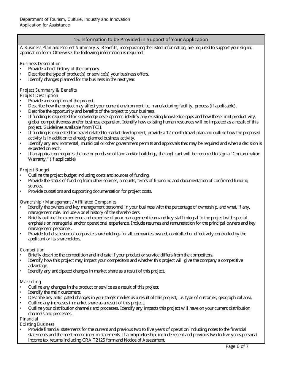 Application for Assistance - Newfoundland and Labrador, Canada, Page 6