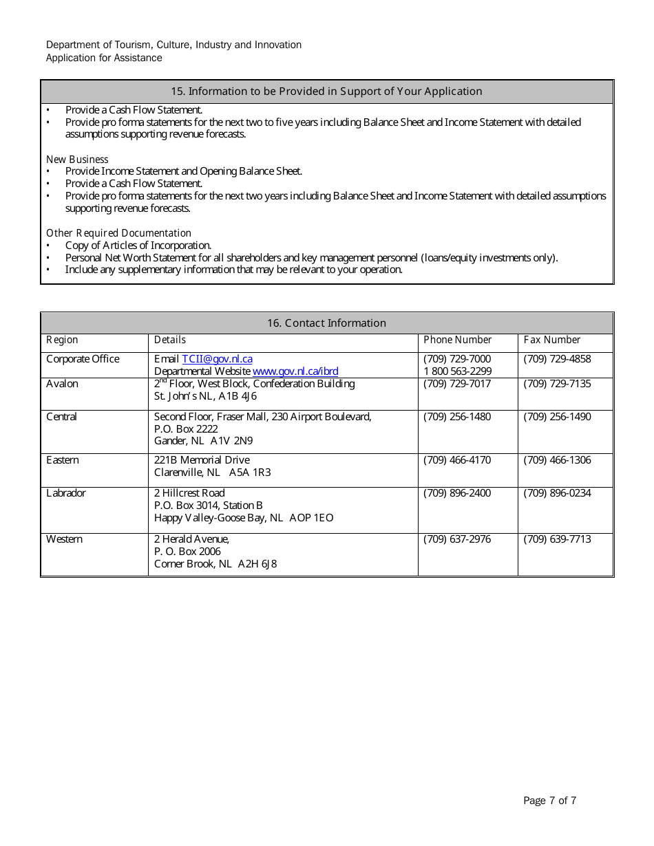 Application for Assistance - Newfoundland and Labrador, Canada, Page 7