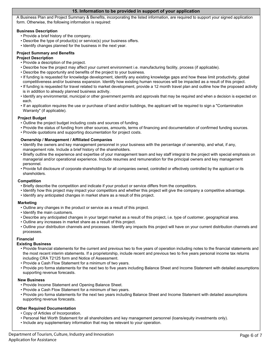 Application for Assistance - Newfoundland and Labrador, Canada, Page 6