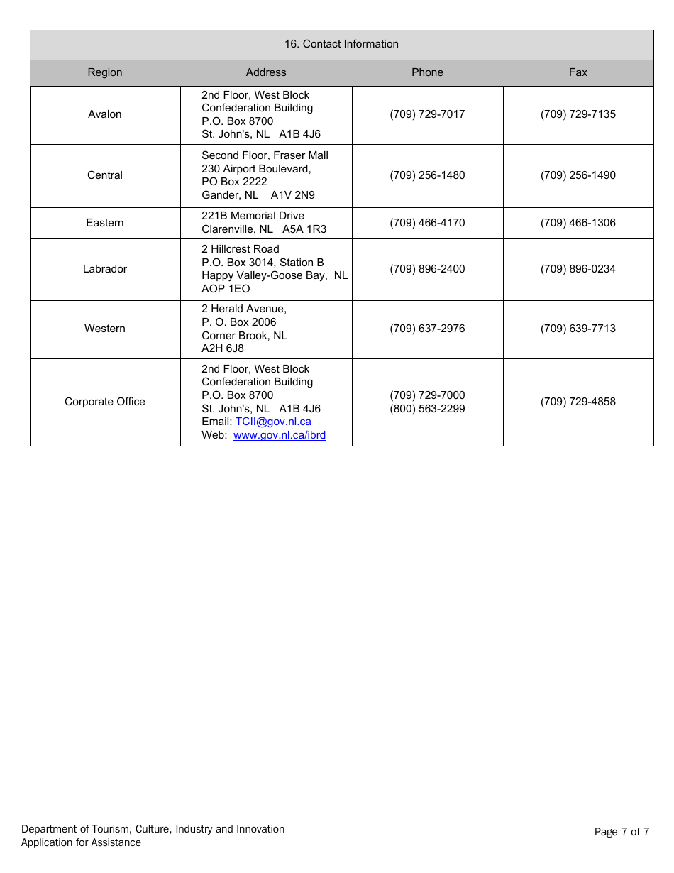 Application for Assistance - Newfoundland and Labrador, Canada, Page 7