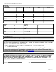 Form PNWS006 Confidential Statement of Personal Net Worth - Newfoundland and Labrador, Canada, Page 2