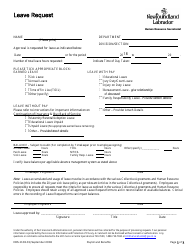 Form HRS-1102-01 Leave Request - Newfoundland and Labrador, Canada