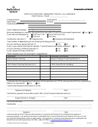 Form OCG-811 &quot;Application for Labrador Travel Allowance&quot; - Newfoundland and Labrador, Canada