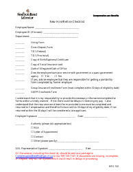 Form HRS-102 &quot;New Hire/Rehire Checklist&quot; - Newfoundland and Labrador, Canada