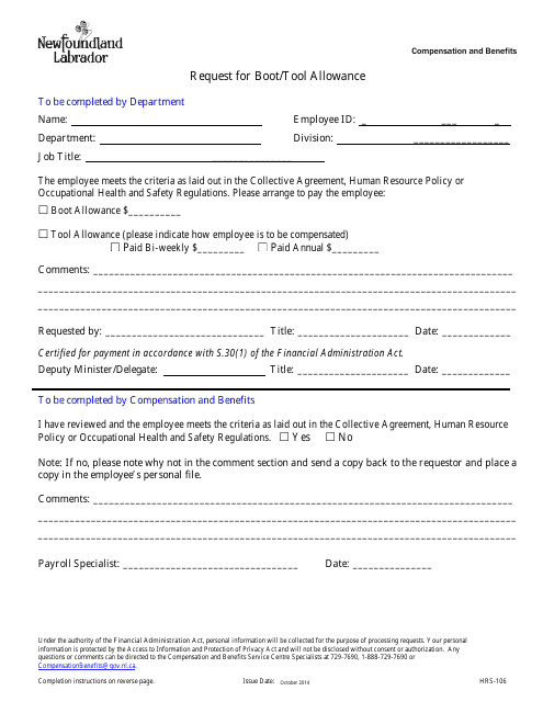 Form HRS-106  Printable Pdf