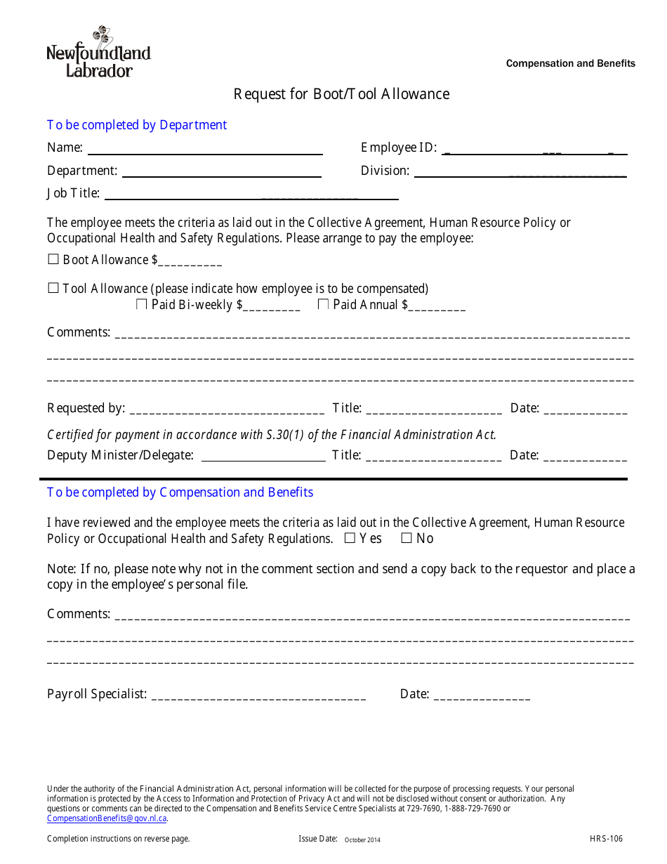 Form HRS106 Fill Out, Sign Online and Download Fillable PDF