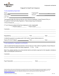 Form HRS-106 Request for Boot/Tool Allowance - Newfoundland and Labrador, Canada