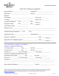 Form HRS-110 Short-Term Temporary Assignment - Newfoundland and Labrador, Canada