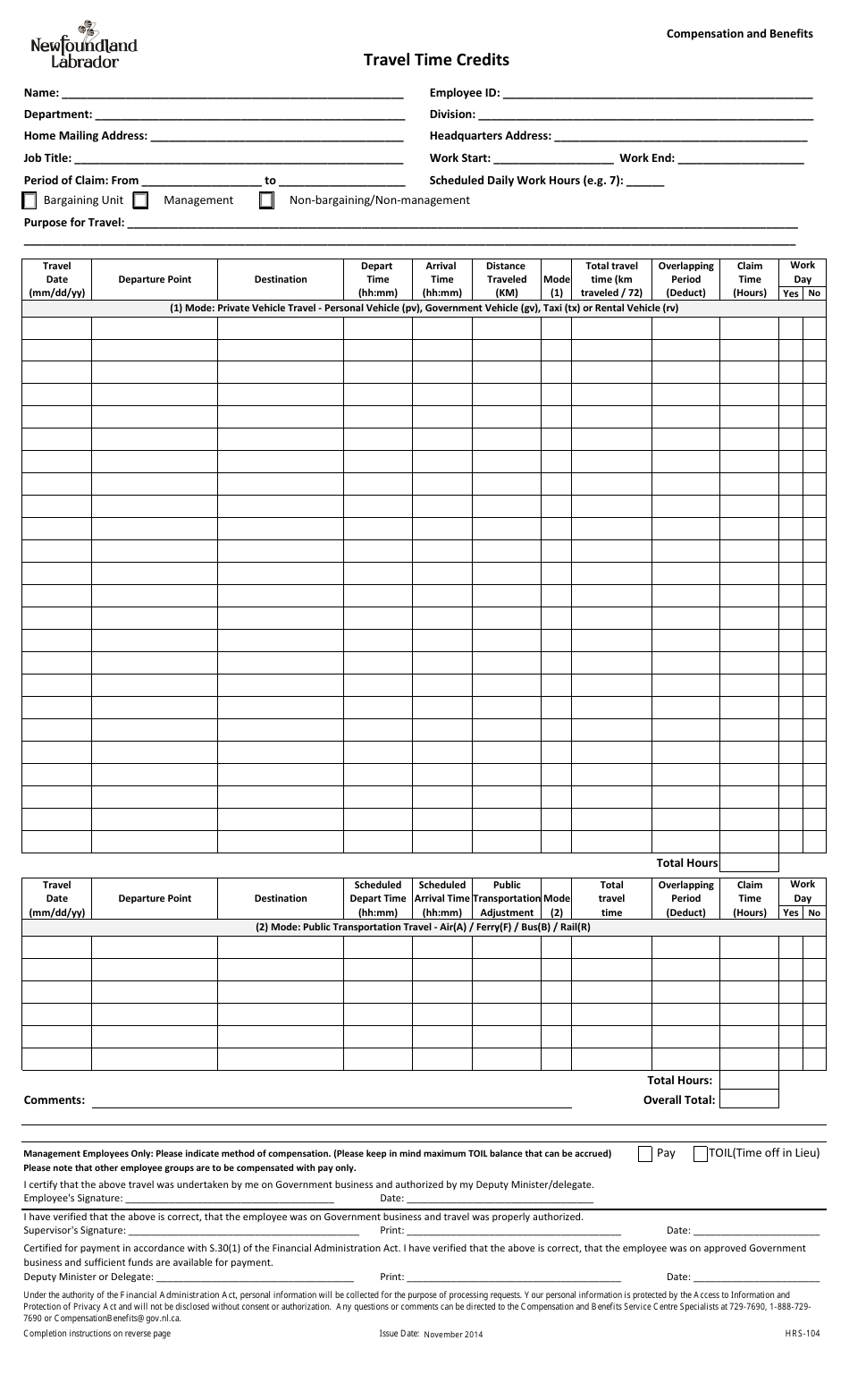 Form HRS-104 - Fill Out, Sign Online and Download Fillable PDF ...