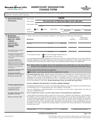 Form M6463 &quot;Beneficiary Designation Change Form&quot; - Newfoundland and Labrador, Canada