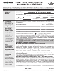 Forme M6463 Formulaire De Changement Visant La Designation De Beneficiaire - Newfoundland and Labrador, Canada (French)