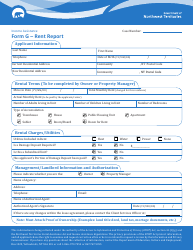 Form G &quot;Rent Report&quot; - Northwest Territories, Canada