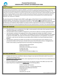 Vendor Direct Deposit Authorization Form - Northwest Territories, Canada, Page 2