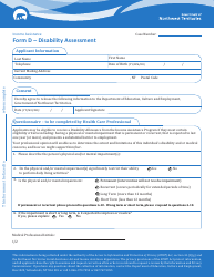 Form D Disability Assessment - Northwest Territories, Canada