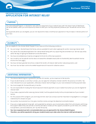 Form NWT9004 Application for Interest Relief - Northwest Territories, Canada